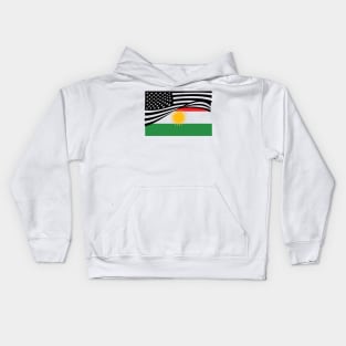 Kurdish Flag and American Flag Together Kids Hoodie